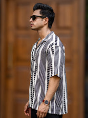 Crossweave Black Half Sleeve Shirt