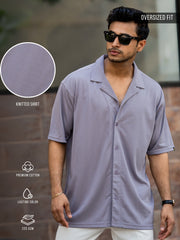 Linen look Lilac Color Half Sleeve Shirt
