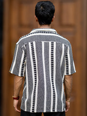 Crossweave Black Half Sleeve Shirt