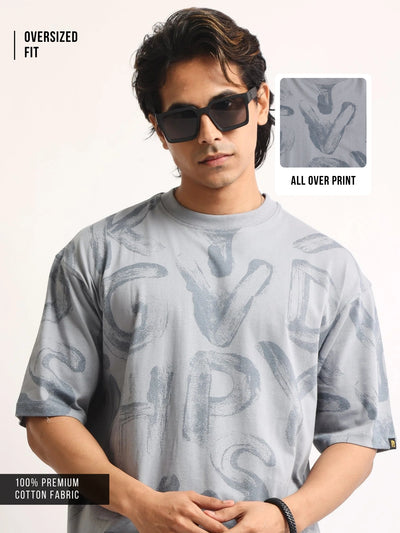 Alphabet Light Grey Half Sleeve T-Shirt