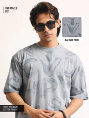 Alphabet Light Grey Half Sleeve T-Shirt