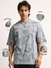Alphabet Light Grey Half Sleeve T-Shirt