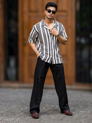 Crossweave Black Half Sleeve Shirt
