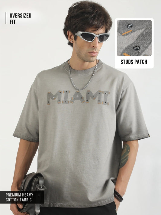 Miami Washed Grey Half Sleeve T-Shirt