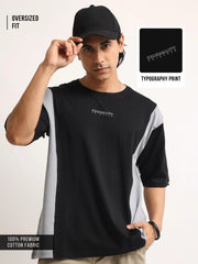 Originality Black, Light Grey Half Sleeve T-Shirt