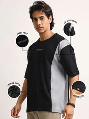 Originality Black, Light Grey Half Sleeve T-Shirt