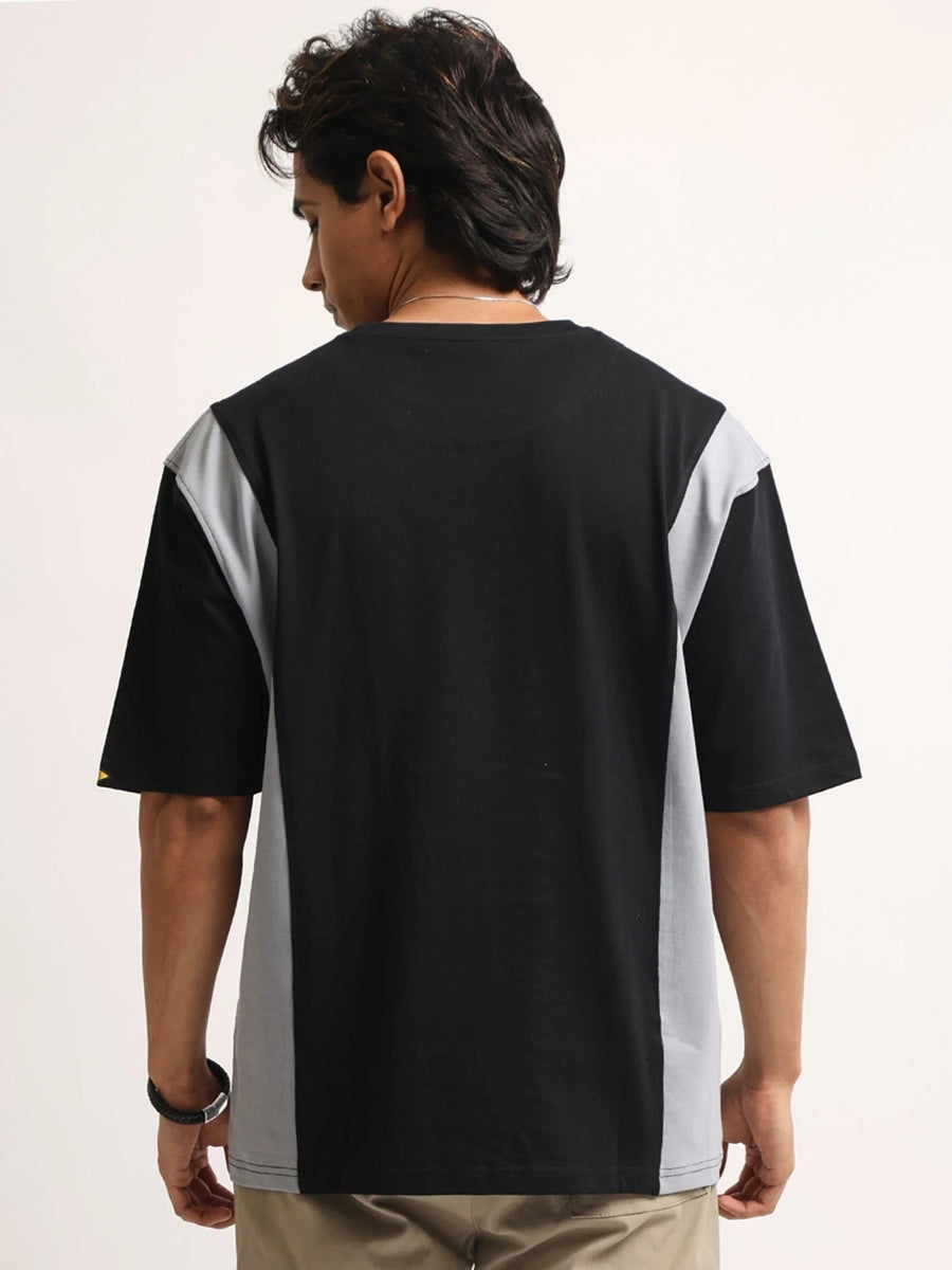 Originality Black, Light Grey Half Sleeve T-Shirt