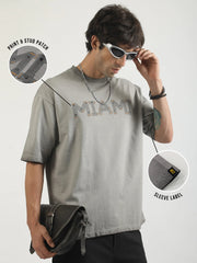 Miami Washed Grey Half Sleeve T-Shirt