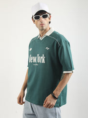 NewYork NYC Bottle Green Half Sleeve Polo T-Shirt