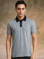 Plain Light Grey Polo Half Sleeve T-Shirt