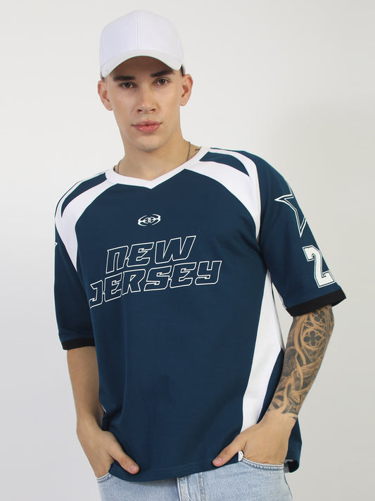 Teal Blue New Jersey Half Sleeve T-Shirt