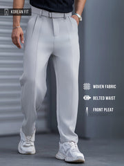 Korean Light Grey Belted Trouser