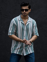 Striped Berly Green Half Sleeve Shirt
