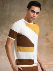 Sheernet FlatKnit Cotton Mustard Half Sleeve T-Shirt
