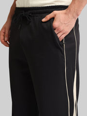 Athletic Tape Black Baggy Fit Trackpant