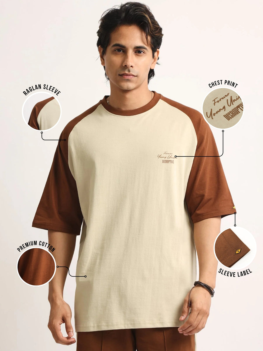Disruptive Biscuit, Brown Half Sleeve T-Shirt