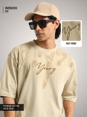Young Pufff Print Biscuit Half Sleeve T-Shirt