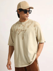 Young Pufff Print Biscuit Half Sleeve T-Shirt