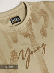 Young Pufff Print Biscuit Half Sleeve T-Shirt