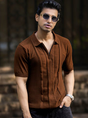 Frosknit Brown Half Sleeve Polo T-Shirt