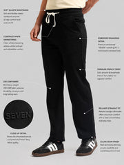 Black Embossed Baggy Fit Trackpant