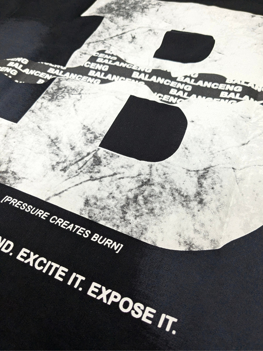 B Print Black Half Sleeve T-Shirt
