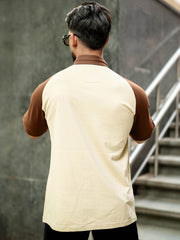 Boston Half Zipper Beige Polo Half Sleeve T-Shirt