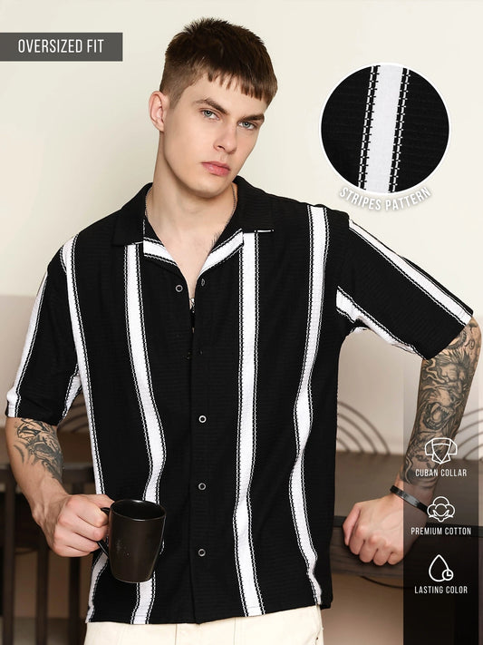 Miami Stripe Black Shirt