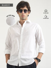 Cotton Linen White Full Sleeve Shirt