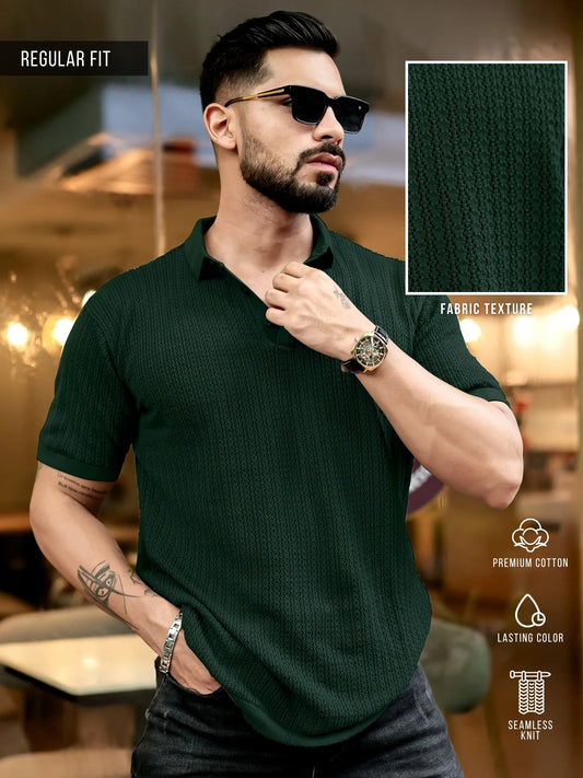 Airstripe Dark Green Half Sleeve Grey Polo T-Shirt