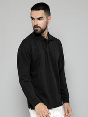 Brooklyn Black Solid Full Sleeve Polo T-Shirt