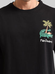 Crocodile Print Black Half Sleeve T-Shirt