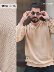 Hex Weave Beige Full Sleeve Sweatshirt