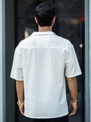 Seersucker Off White Half Sleeve Shirt