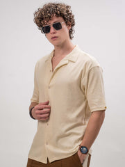 Marble Grid Cream Half Sleeve Shirt