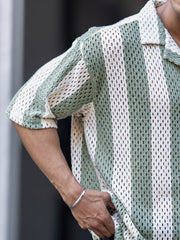 Resort Knit Green Half Sleeve Shirt