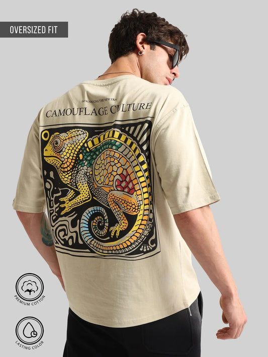Chameleon Print Biscuit Half Sleeve T-Shirt