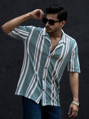 Striped Berly Green Half Sleeve Shirt