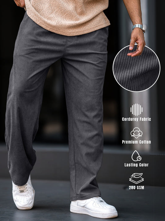 Baggy Fit Grey Corduroy Pant