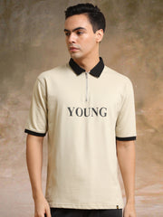 Young Biscuit Half Zipper Polo Half Sleeve T-Shirt