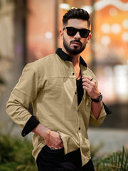 Brooklyn Knit Beige Full Sleeve Shirt