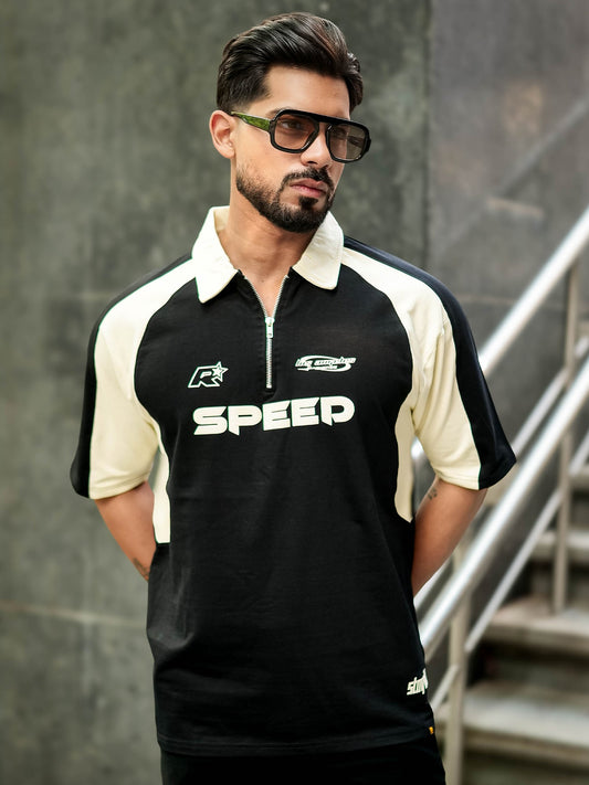 Speed Black Polo Half Sleeve T-Shirt