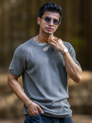 Interloop Flatknit Grey Half Sleeve T-Shirt