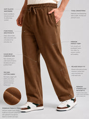 Canvas Baggy Fit Brown Track Pant