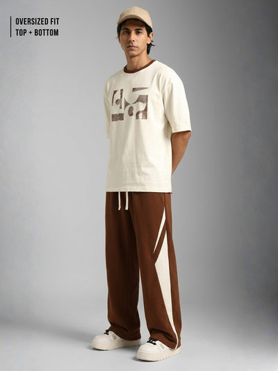 Abstract Cream T-Shirt Co-Ords Set
