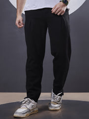 Invert Pleat Black Trackpant