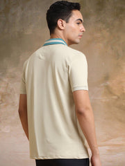 Contrast Collar Biscuit Polo Half Sleeve T-Shirt