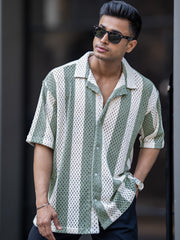 Resort Knit Green Half Sleeve Shirt