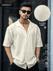 Seersucker Beige Half Sleeve Shirt