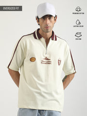 Journal Cream Half Sleeve Polo T-Shirt